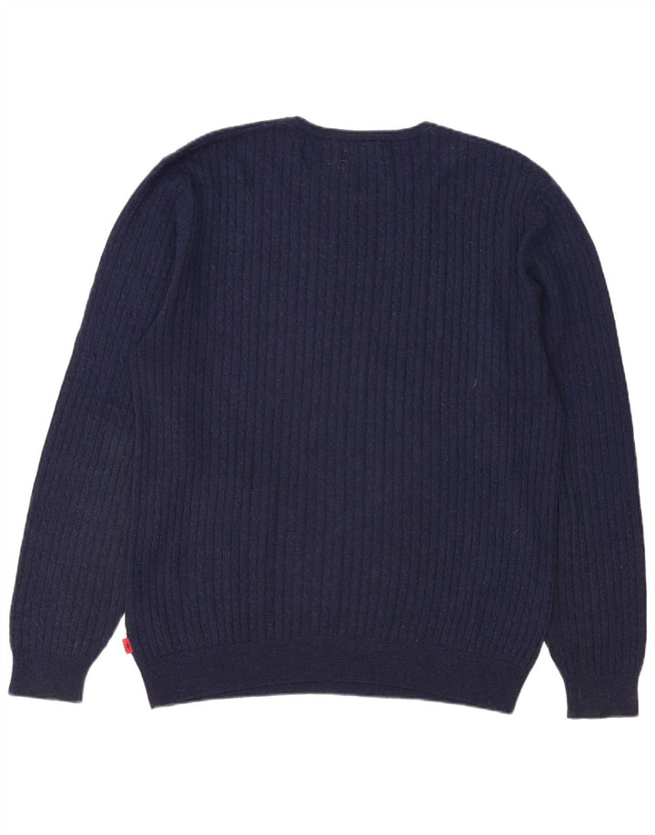Kappa Pull à col rond pour homme 2XL en laine bleu marine