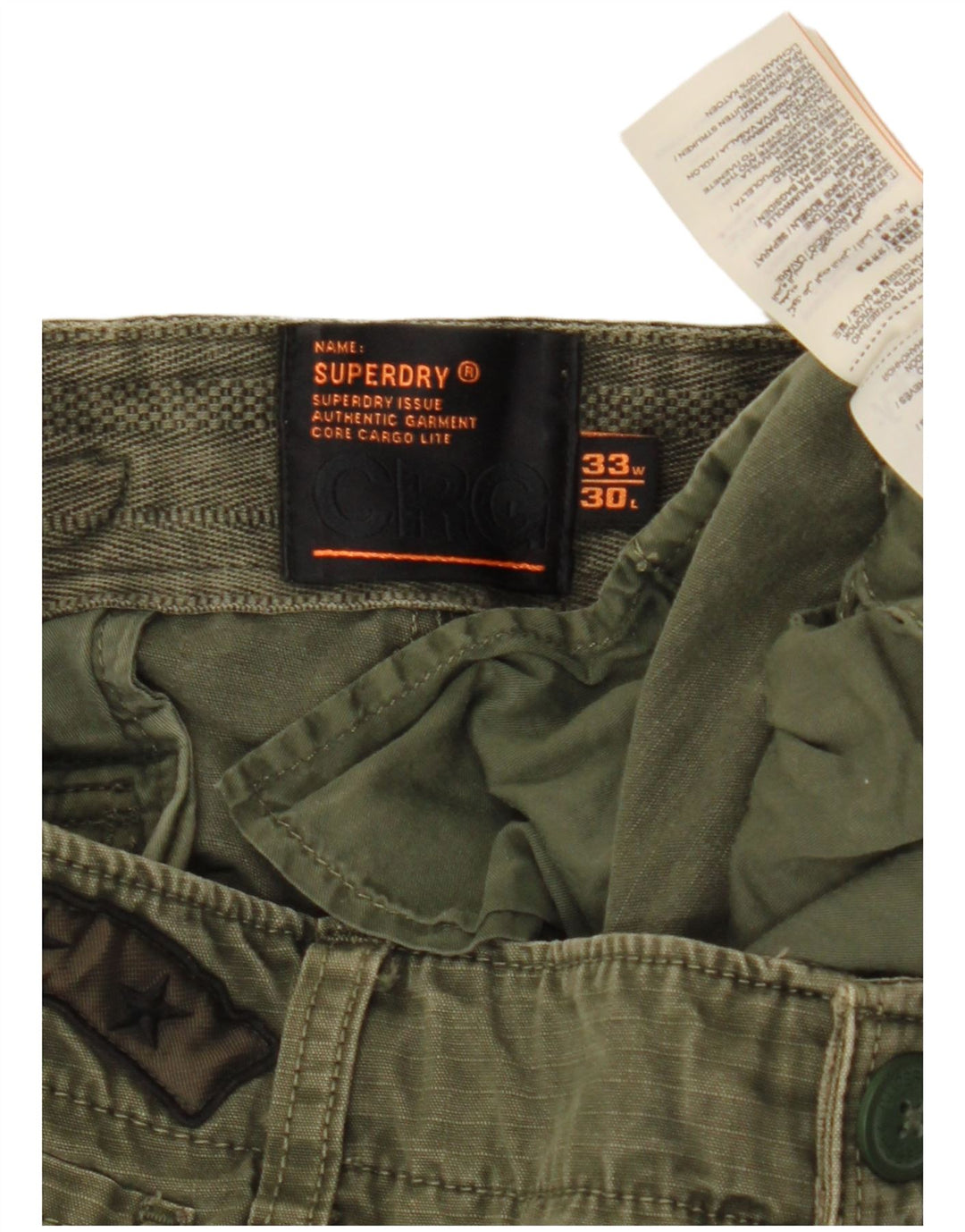 SUPERDRY Pantalon Cargo Slim Homme W33 L30 Kaki Coton
