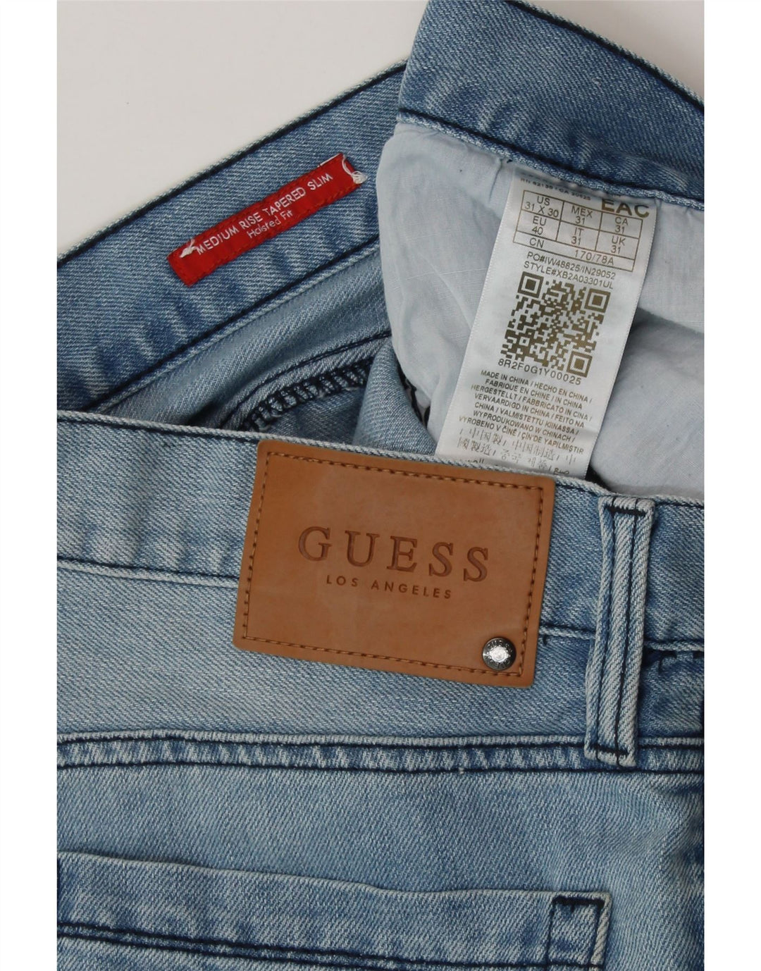 GUESS Jean slim fuselé taille moyenne pour femme W31 L30 en coton bleu