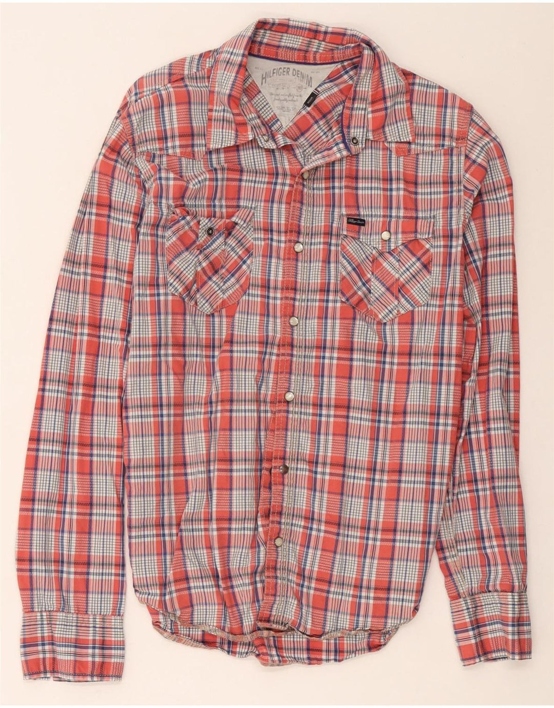 Hilfiger Denim Chemise Graphique Homme Rouge Moyen Carreaux Coton