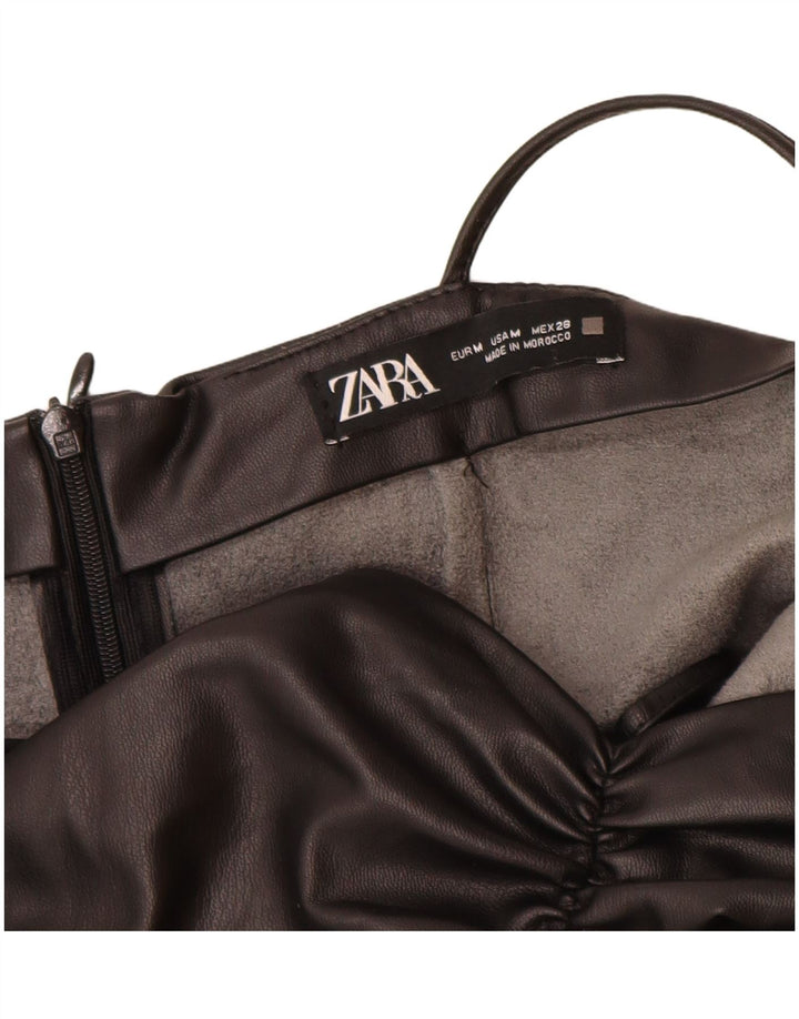 Zara Robe moulante en similicuir pour femme UK 42 Polyuréthane noir moyen