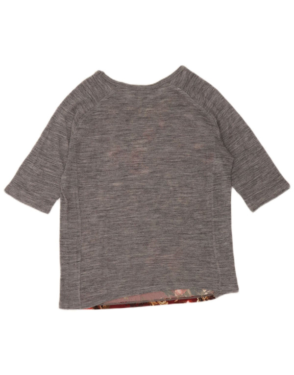 Zara Femme Trafaluc Top Manches 3/4 UK 12 Gris Moyen Floral
