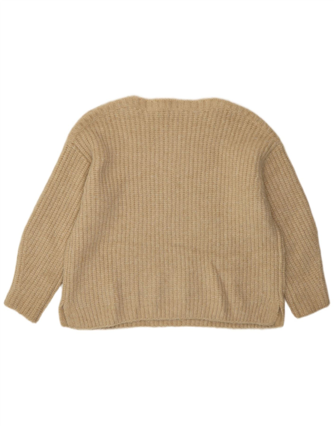 Zara Pull surdimensionné à col bateau pour femme UK 14 Polyester beige moyen