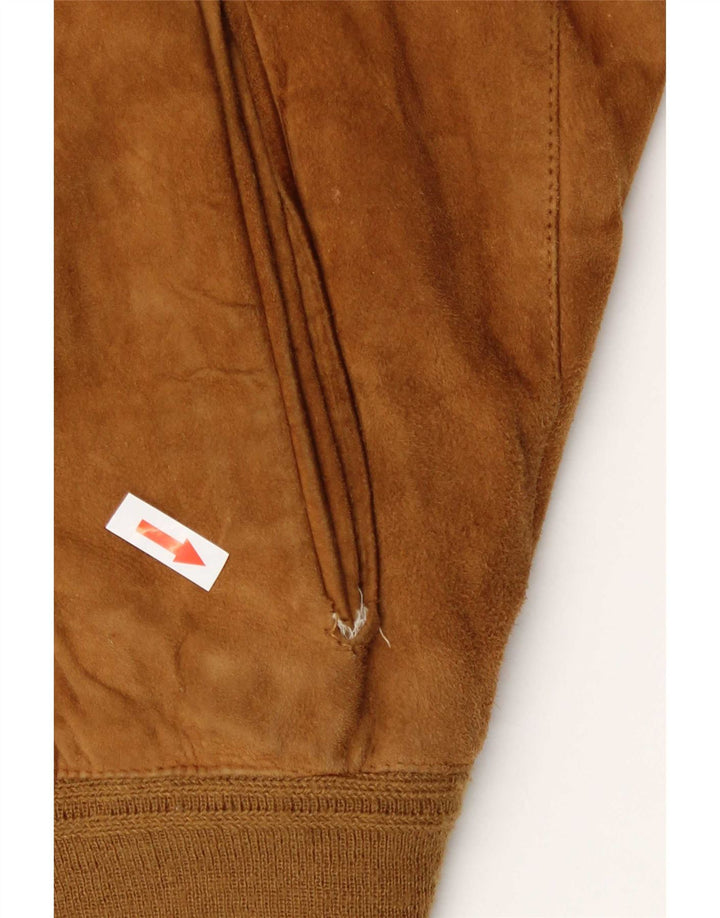 Veste Bomber En Daim Vintage Homme IT 50 Cuir Beige Moyen