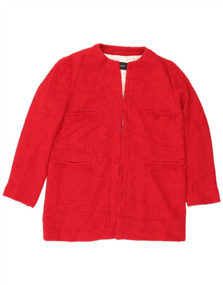 Zara Veste Blazer Femme UK 16 Grand Coton Rouge