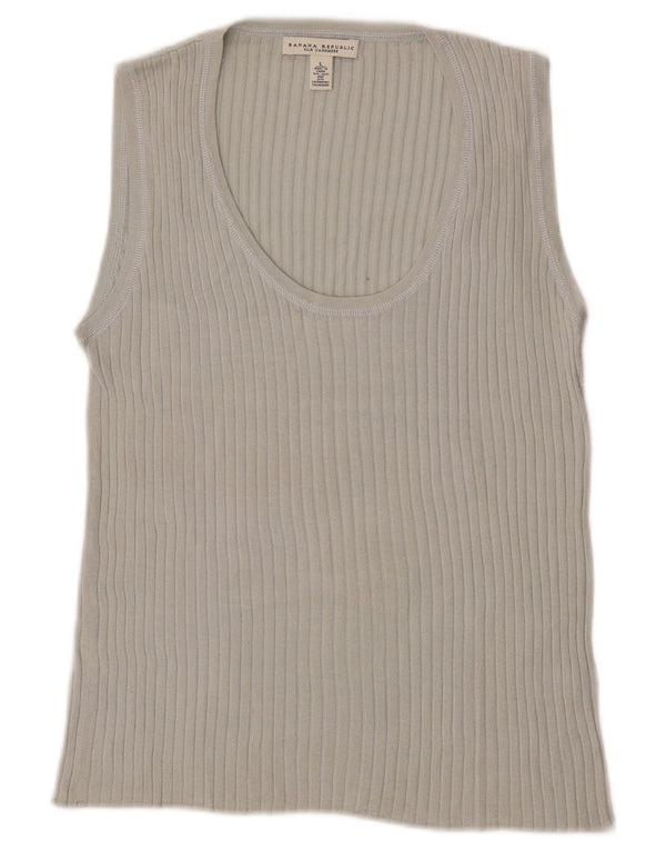 Banana Republic Débardeur Femme UK 14 Large Gris Soie