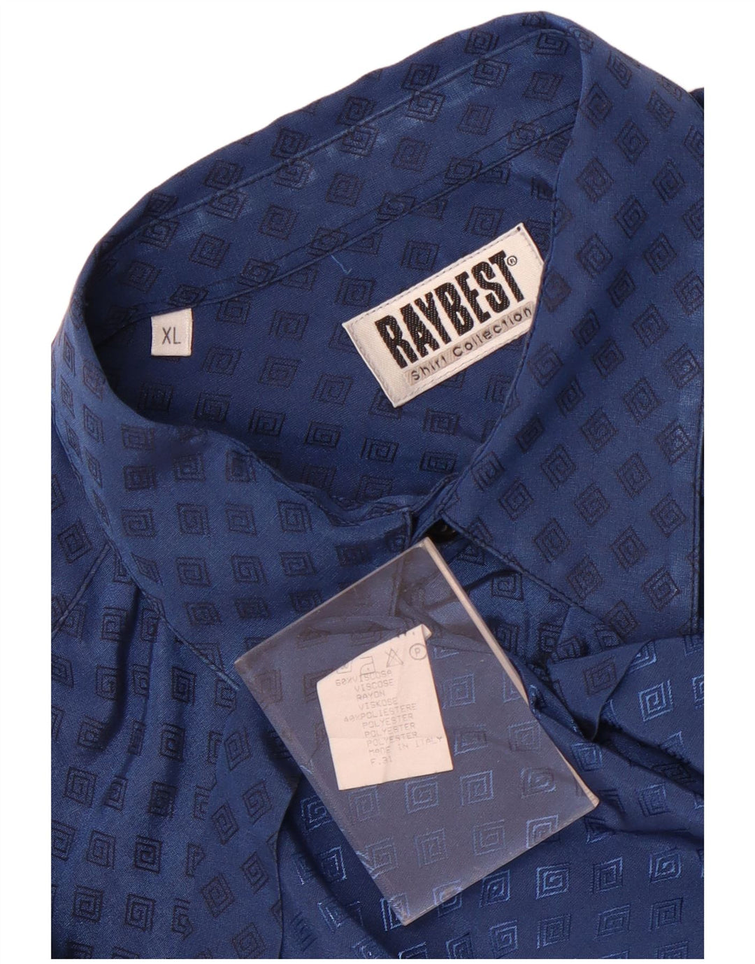 Raybest Chemise à Manches Courtes Homme XL Bleu Marine Géométrique Viscose