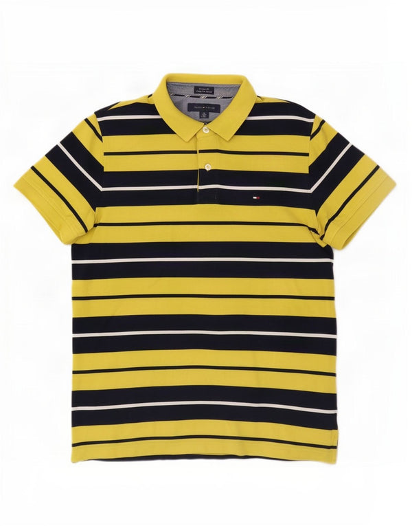 Tommy Hilfiger Polo Custom Fit Homme Coton Rayé Jaune Moyen