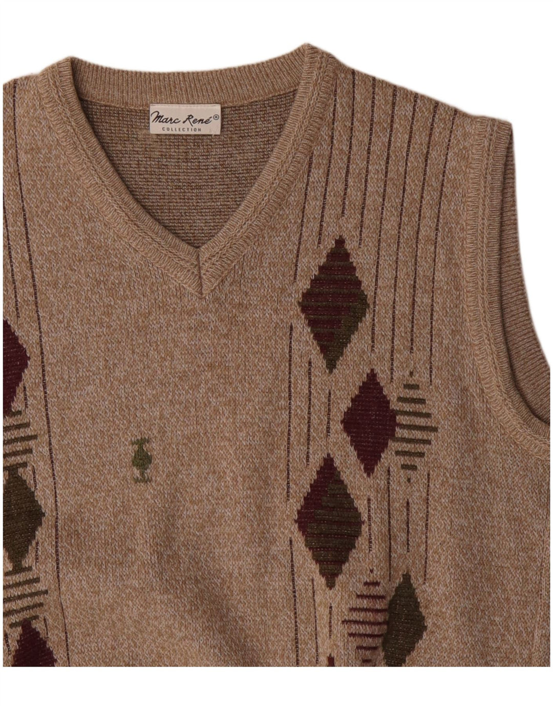 Marc Rene Débardeur Gilet Homme Beige Moyen Argyle/Diamant
