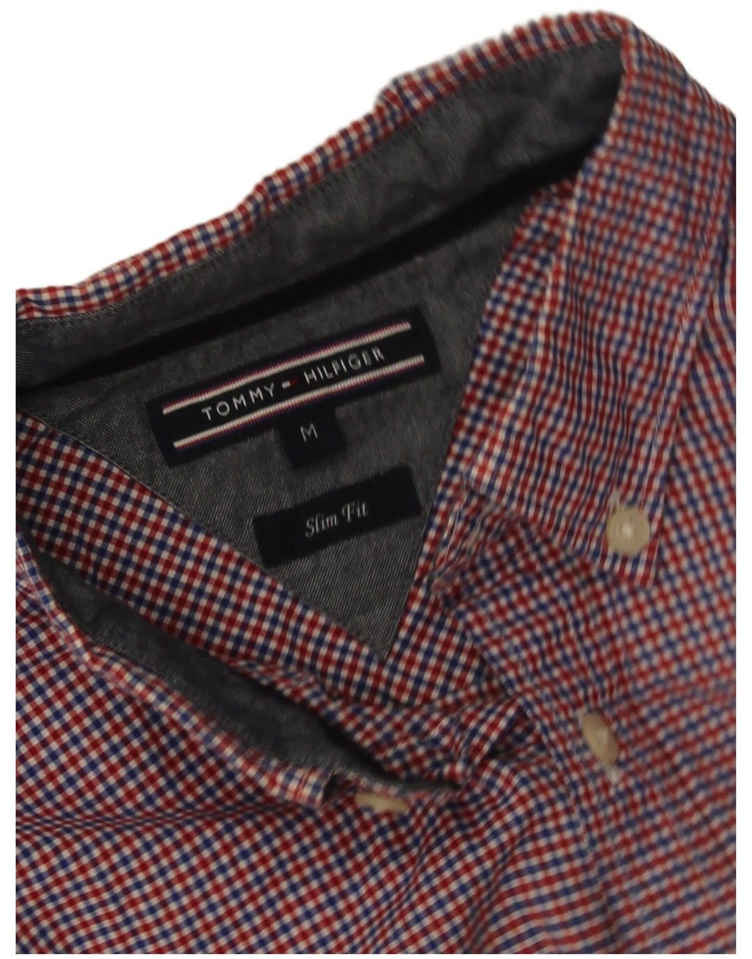 Tommy Hilfiger Chemise Slim Fit Homme Rouge Moyen à Carreaux Coton