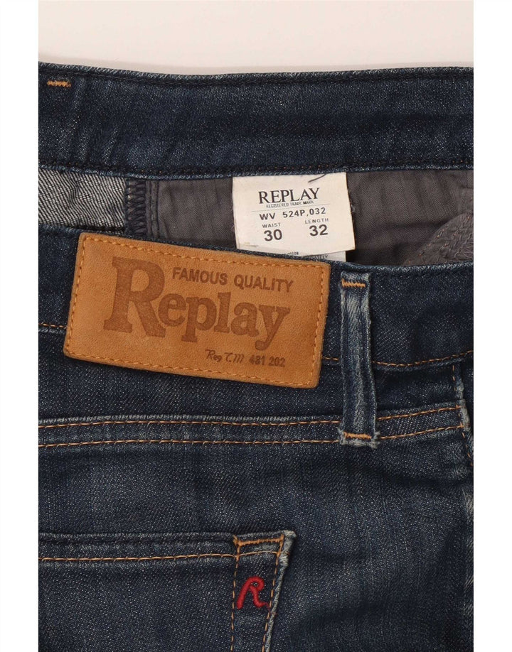 Replay Jean Bootcut Femme W30 L32 Bleu Marine Coton