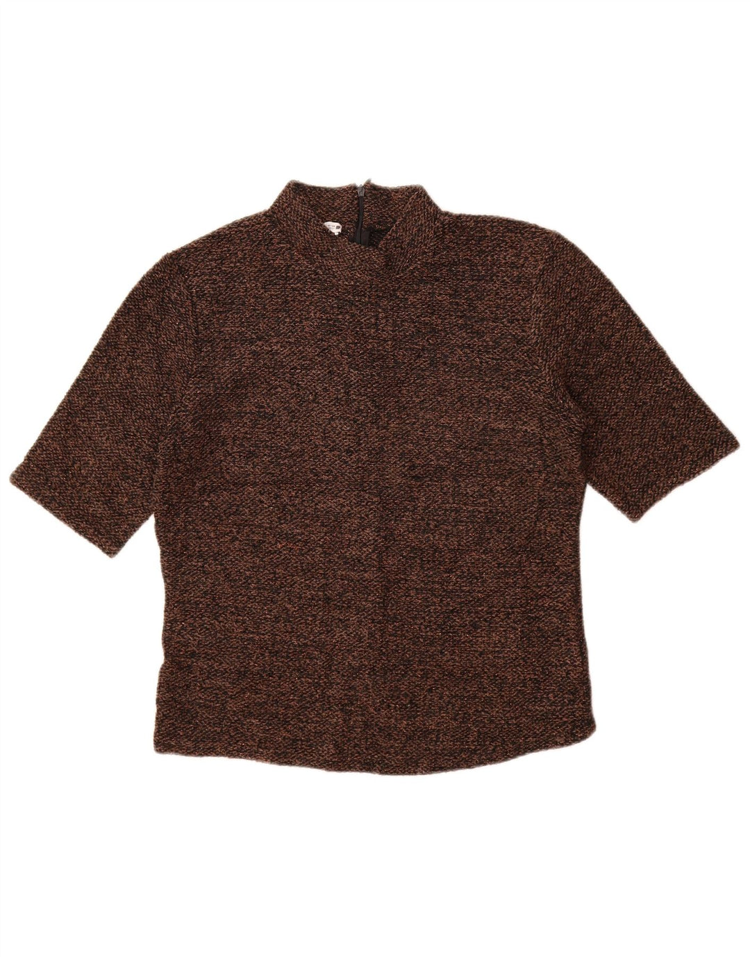 ZARA Femme Chemisier Top UK 14 Large Marron Polyester