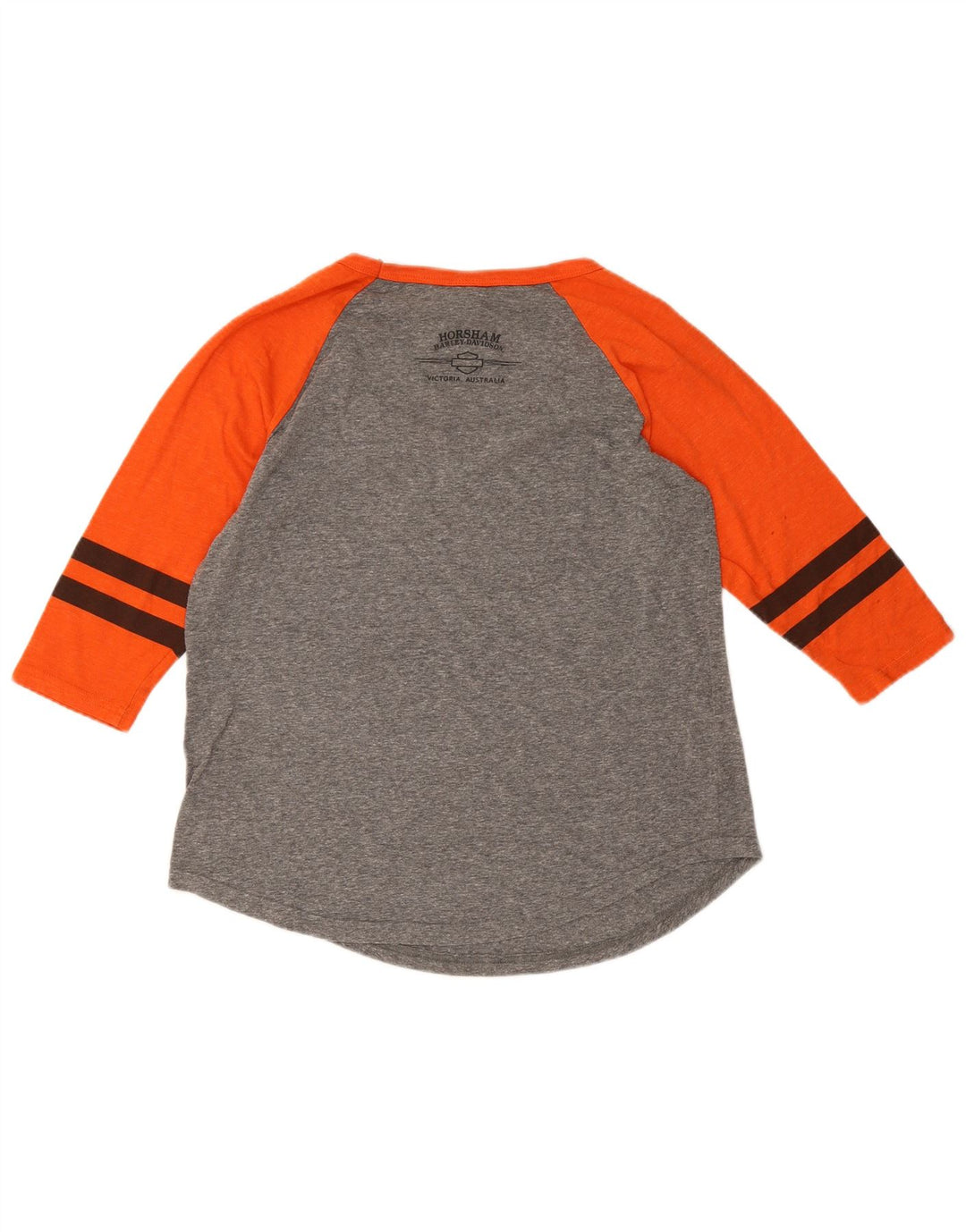 Harley Davidson Haut graphique pour femme à manches 3/4 UK 16 Large Gris Colorblock