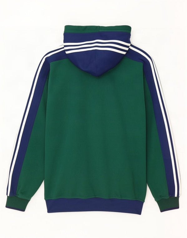 Adidas Pull à capuche zippé pour homme UK 42/44 Large Vert Colorblock Polyester