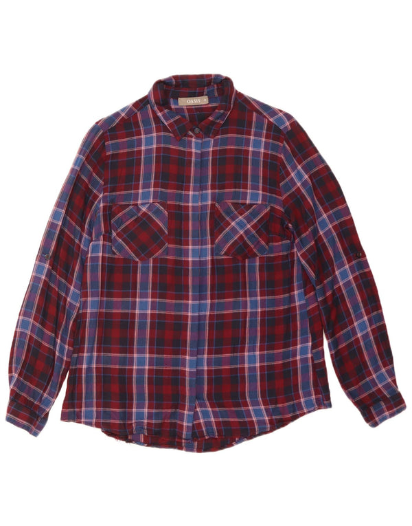 Oasis Chemise en flanelle pour femme UK 10 Petite viscose à carreaux rouge