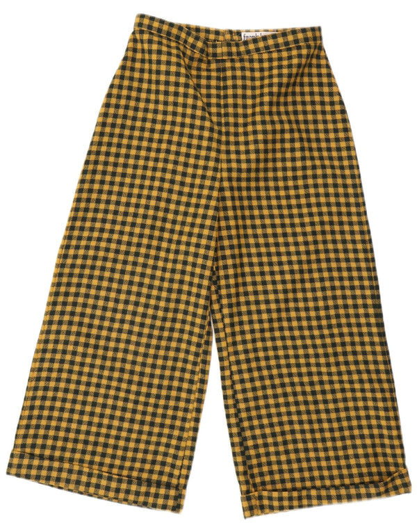 Pantalon Capri taille haute femme vintage W28 L22 Vichy jaune