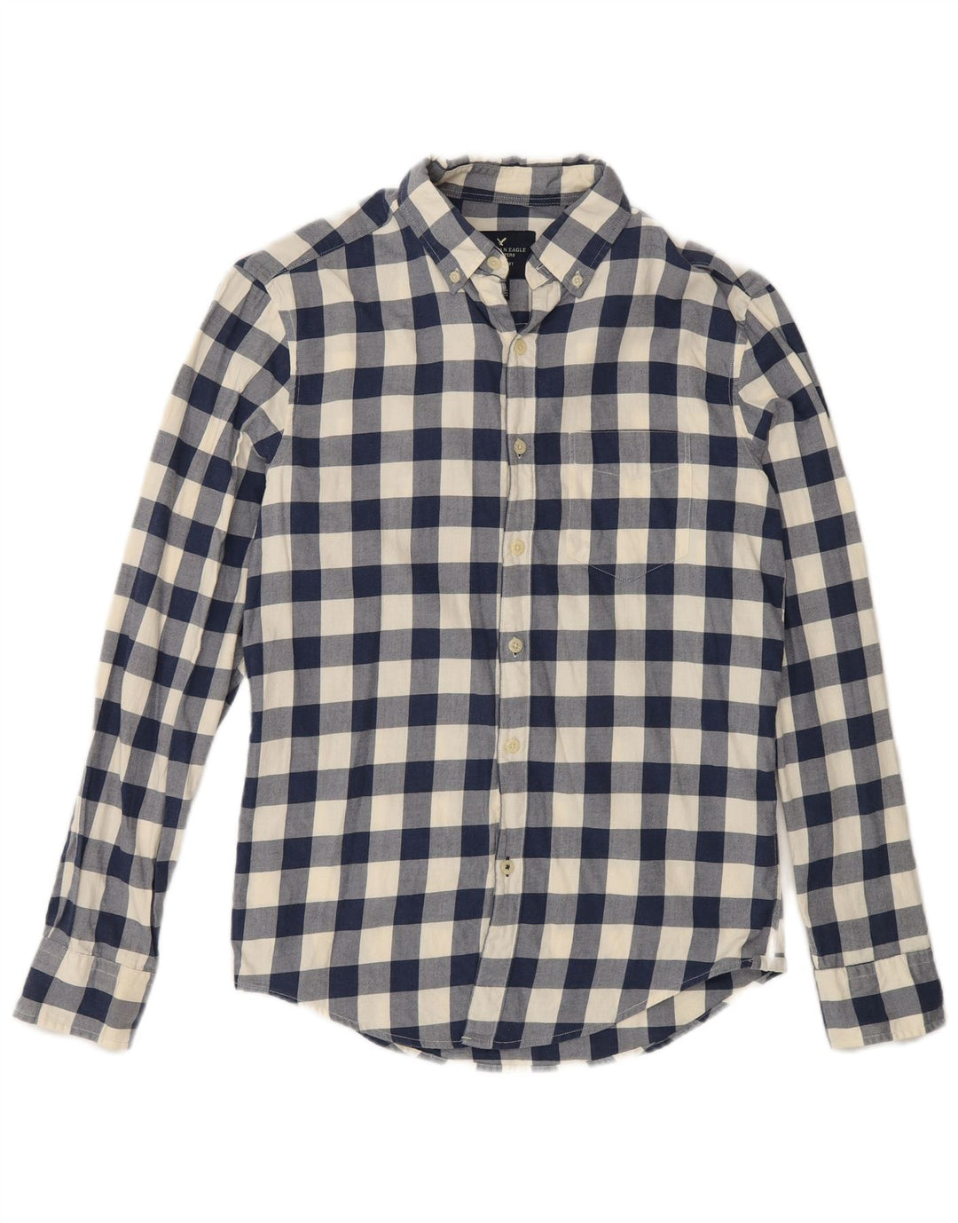 American Eagle Chemise coupe classique pour homme XS en coton vichy bleu marine