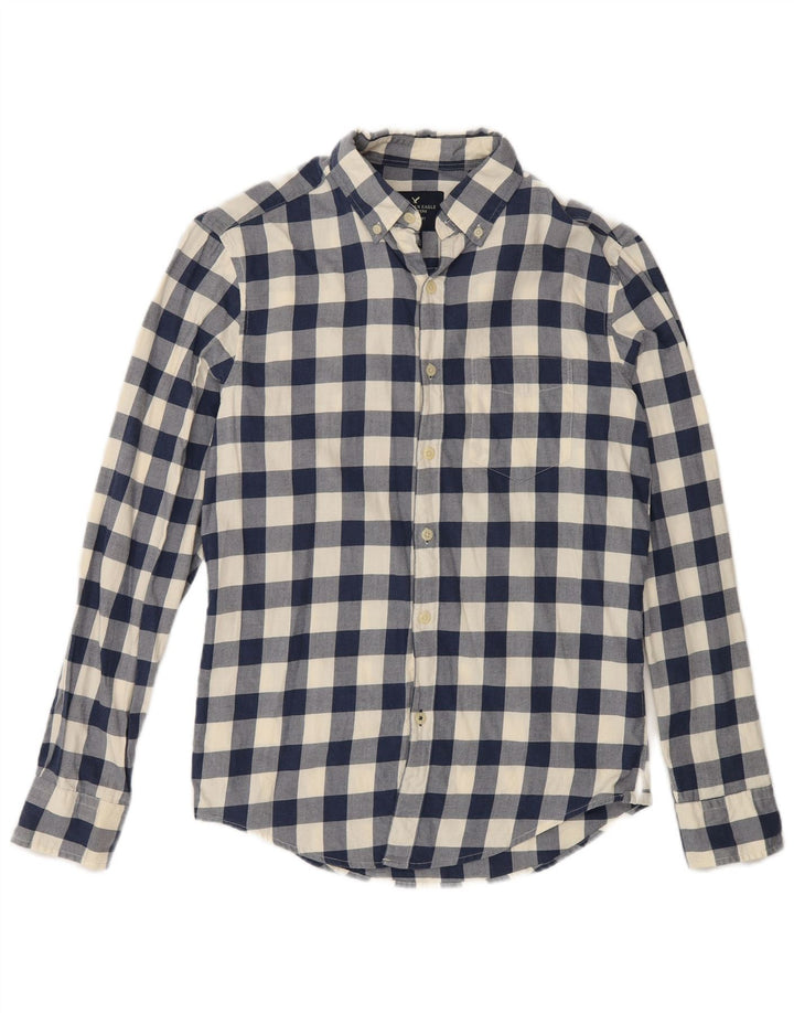 American Eagle Chemise coupe classique pour homme XS en coton vichy bleu marine