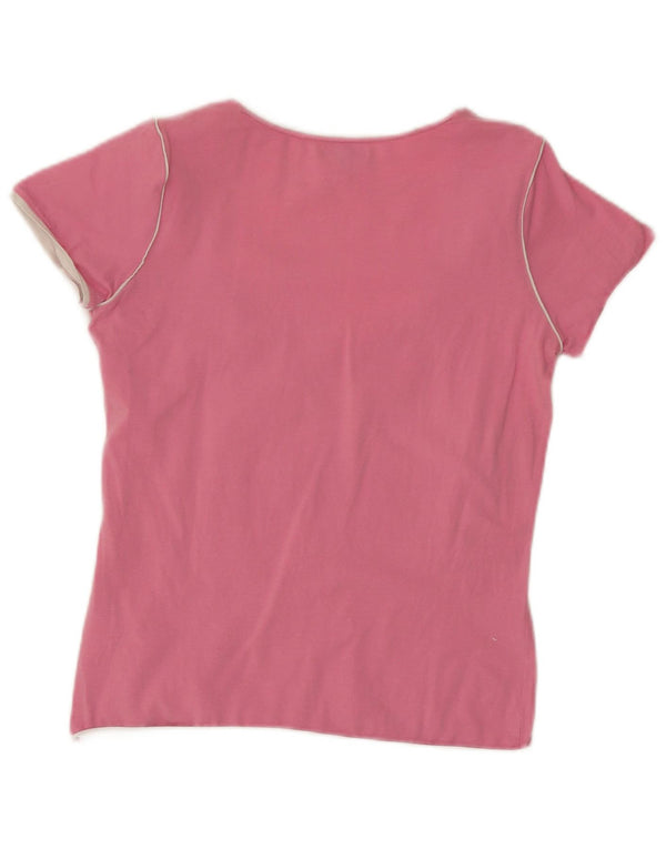Colmar T-shirt graphique coupe slim pour femme UK 46 grand logo en coton rose