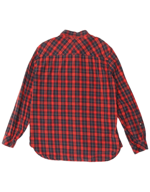 Timberland Chemise coupe slim pour homme 2XL en coton à carreaux rouge