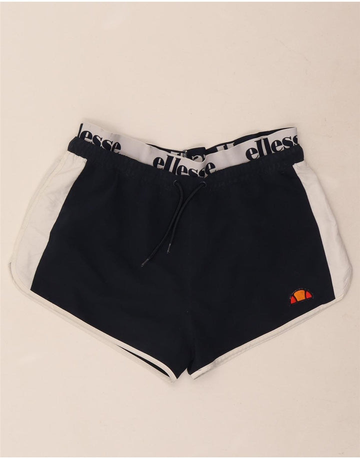 Ellesse Short de sport graphique pour hommes, grand bleu marine, polyester color block