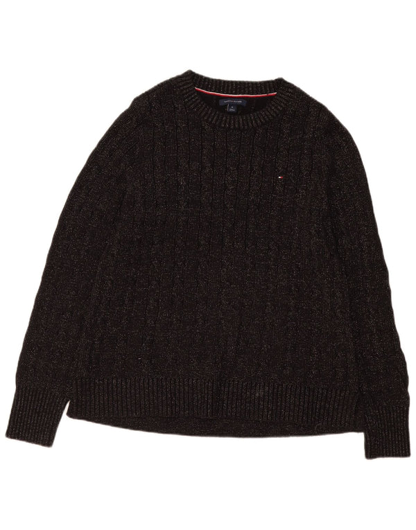 Tommy Hilfiger Pull ras du cou pour femme UK 12 en coton noir moyen