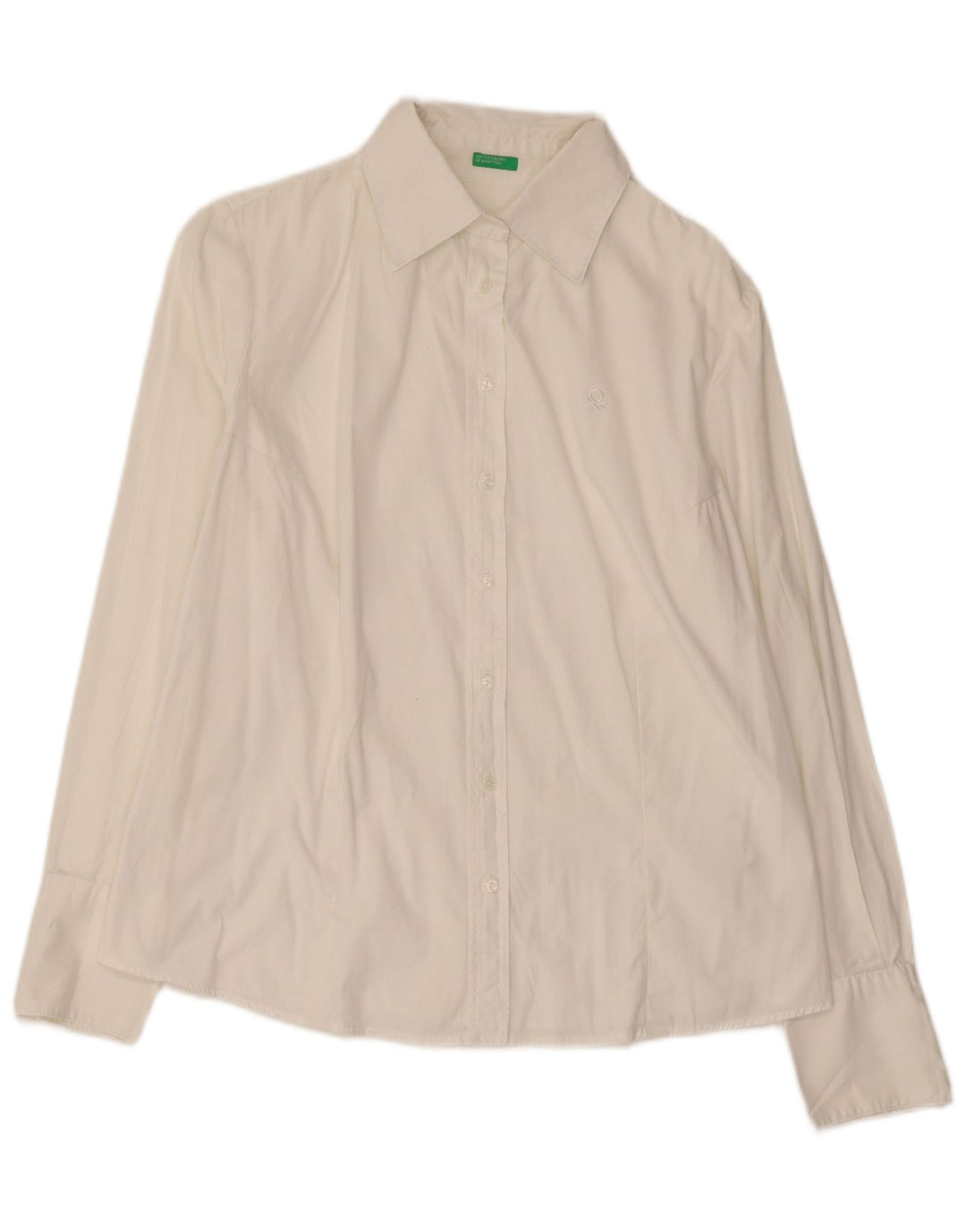 BENETTON Chemise Femme UK 16 Large Blanc Coton