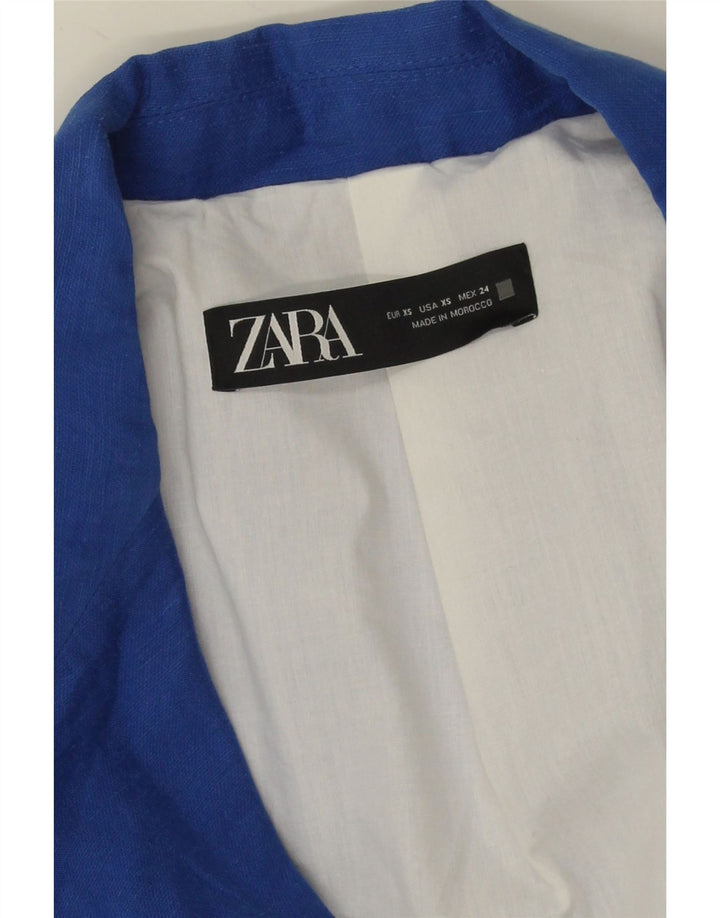 Zara Veste blazer surdimensionnée à double boutonnage pour femme UK 6 XS Bleu Lyocell
