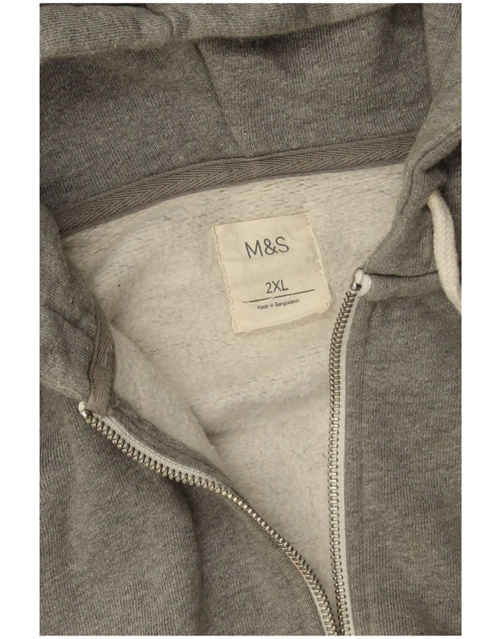 Marks & Spencer Pull à capuche zippé pour homme 2XL Gris Coton