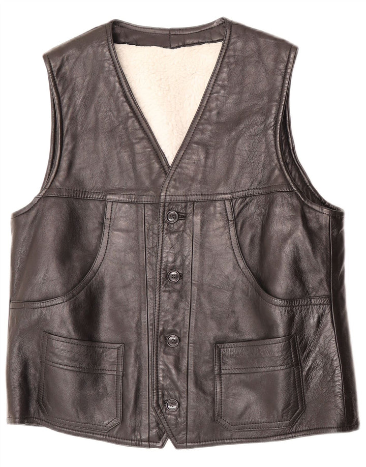 gilet en cuir homme vintage noir moyen
