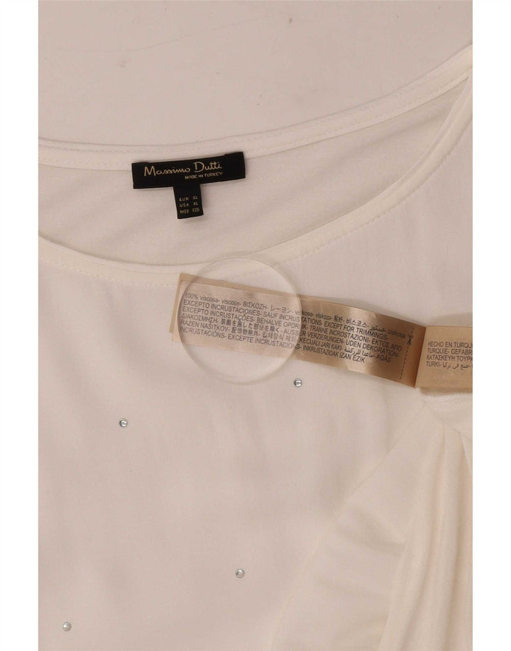 Massimo Dutti Chemisier Femme UK 18 XL Blanc Viscose