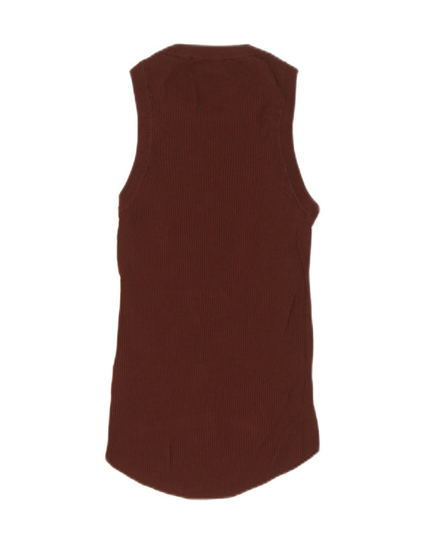 Zara Débardeur Femme UK 12 Viscose Marron Moyen