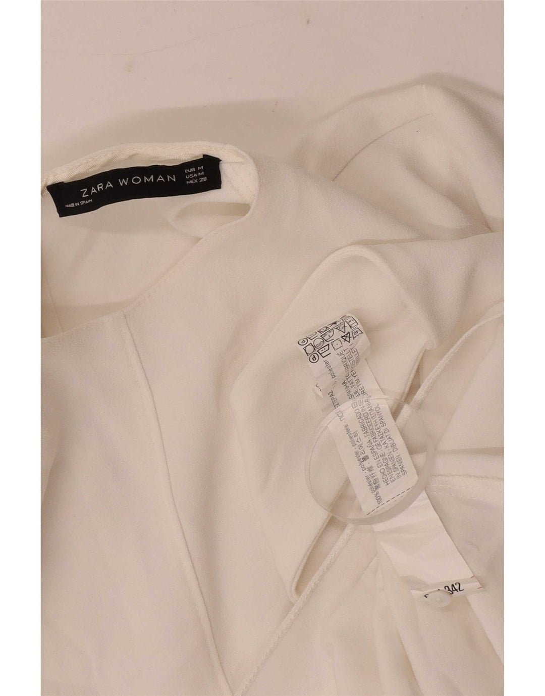 Zara Femme Chemisier Asymétrique Top UK 12 Polyester Blanc Moyen