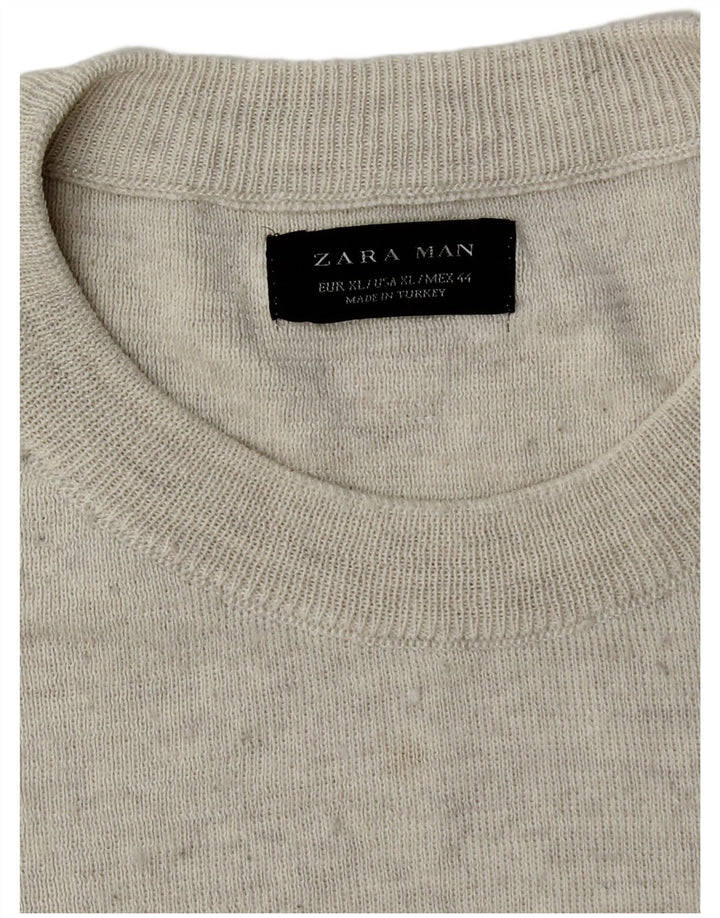 Zara Pull ras du cou pour homme XL Gris