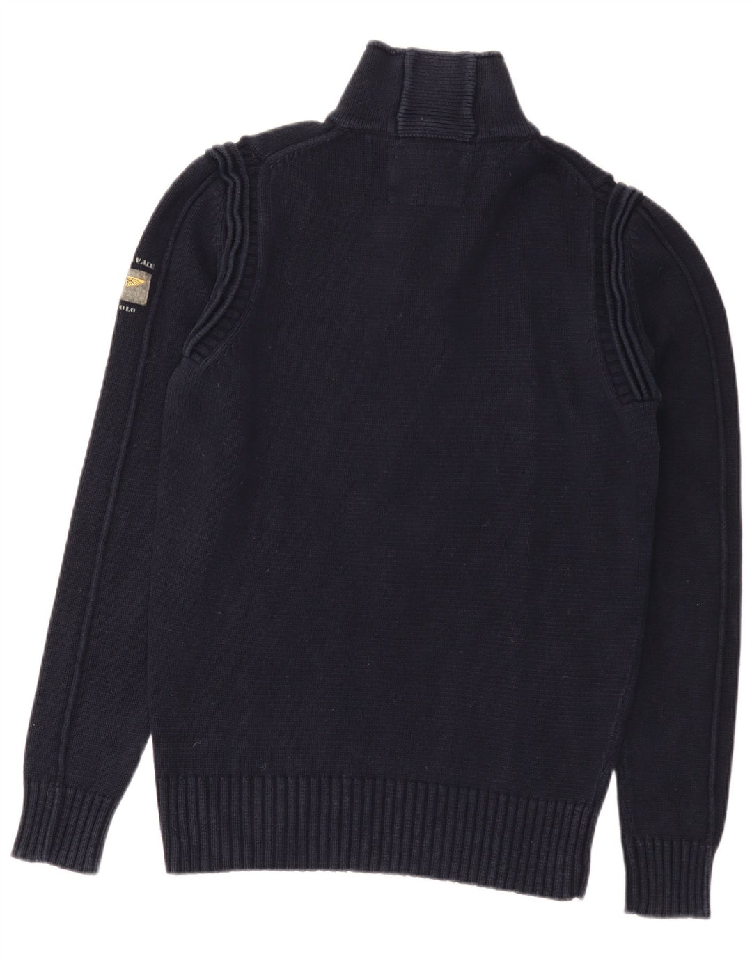 Aviazione Navale Pull col boutonné pour homme en coton bleu marine moyen