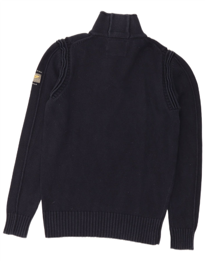 Aviazione Navale Pull col boutonné pour homme en coton bleu marine moyen