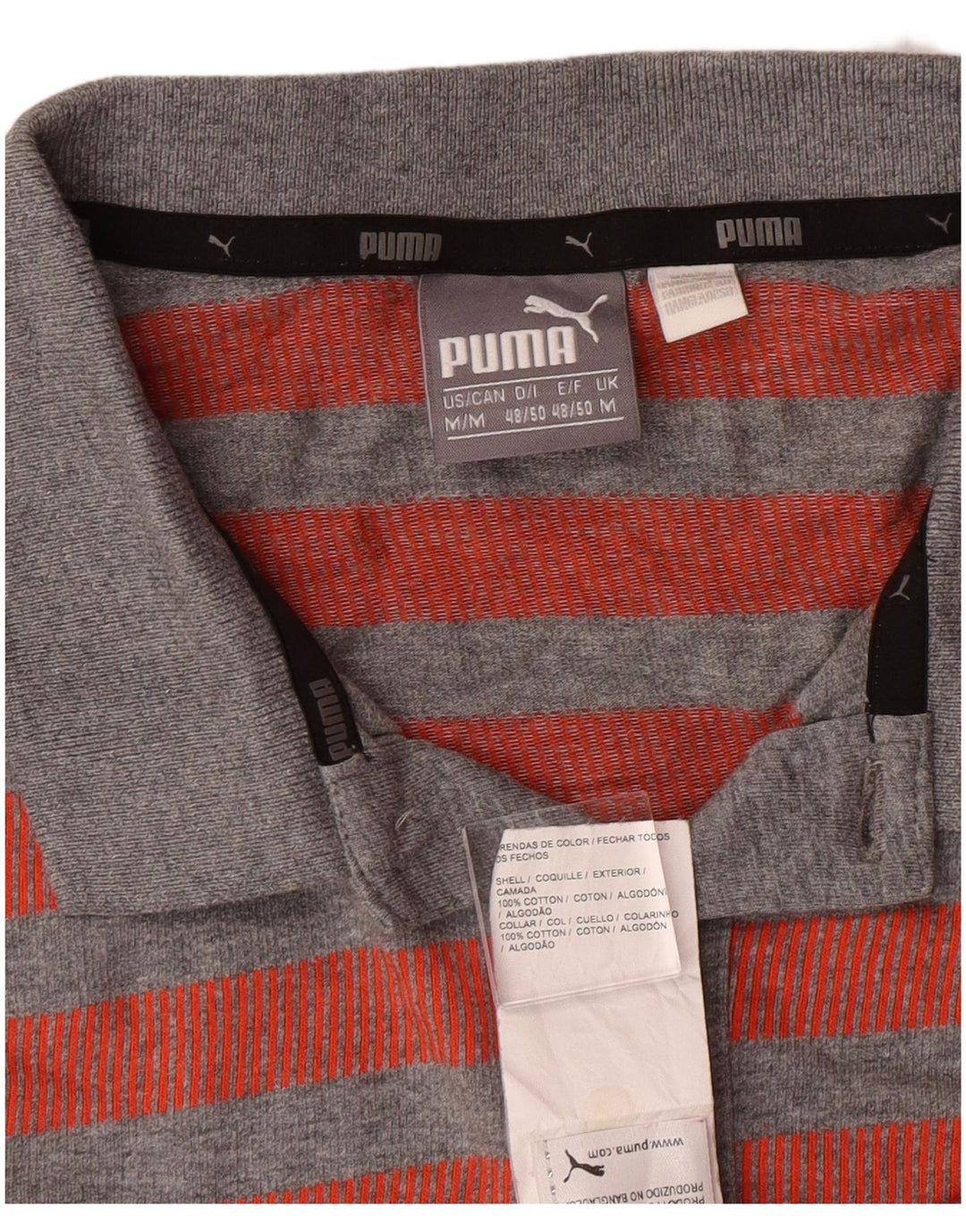 PUMA Polo Homme Rouge Moyen Rayé Coton