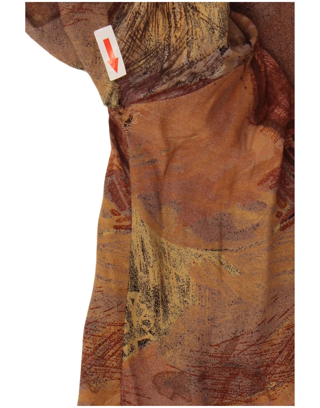 vintage Womens Abstract Pattern Chemise à manches courtes UK 14 Brun moyen