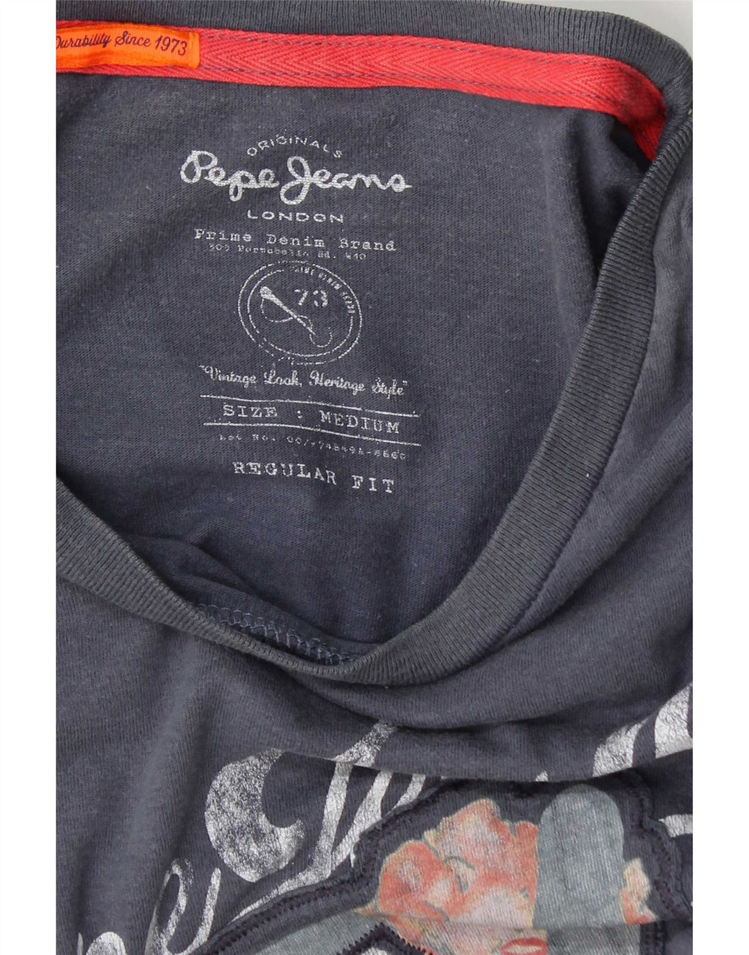 PEPE Jeans T-Shirt Graphique Coupe Regular Homme Bleu Marine Moyen