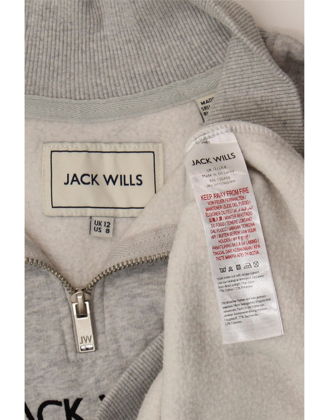 Jack Wills Sweat-shirt graphique surdimensionné pour femme UK 12 Gris moyen