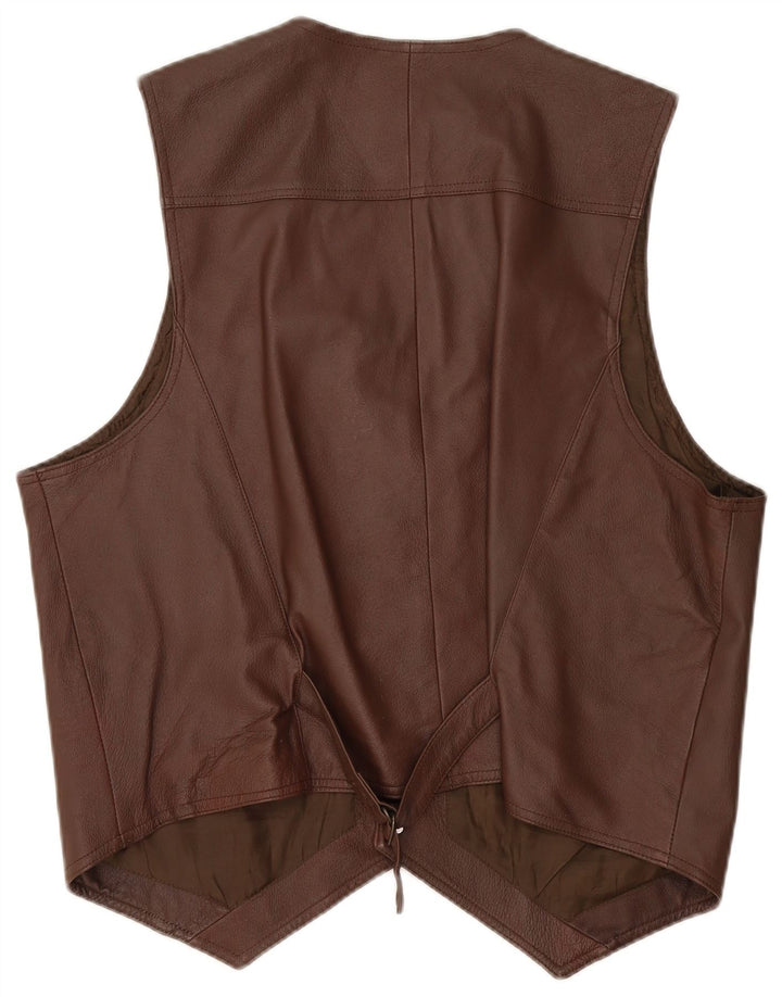 John F Gee Gilet en cuir pour homme Marron moyen