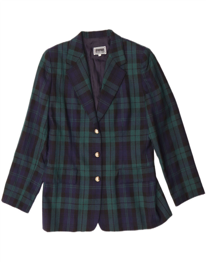 LUISA SPAGNOLI Veste Blazer Femme IT 46 Grand Vert Plaid Classique