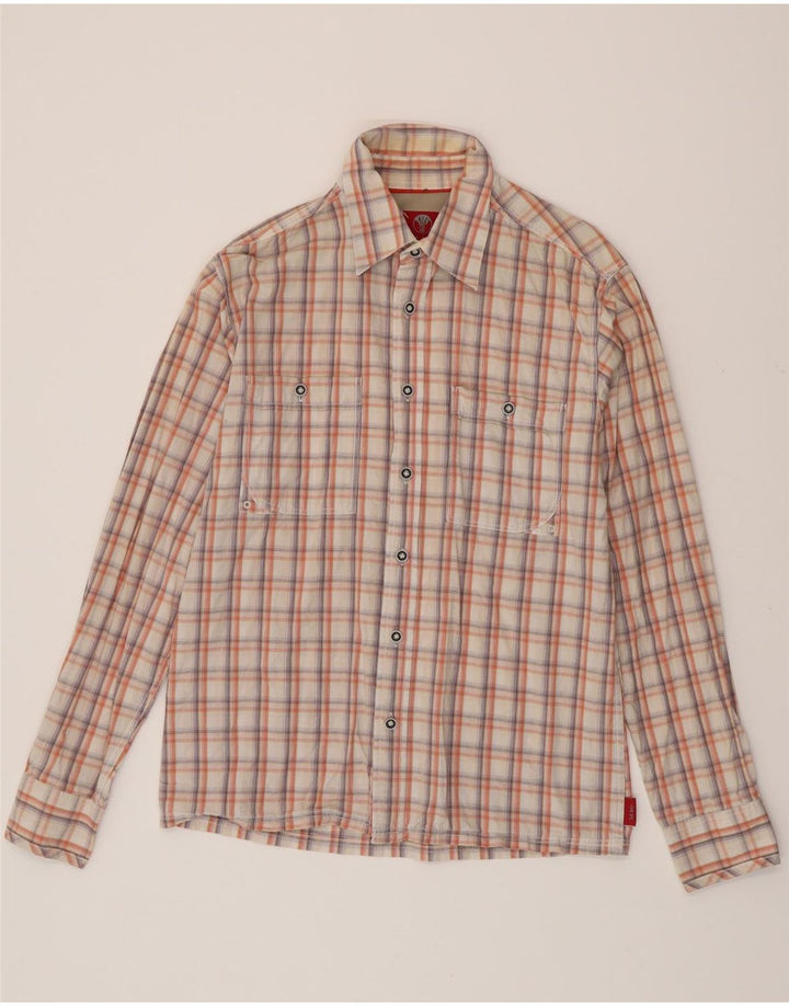 FAT FACE Chemise Flanelle Homme Petit Carreaux Blanc Cassé Coton