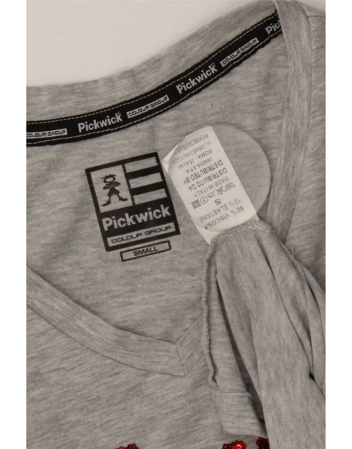 Pickwick Haut graphique à manches longues pour femme UK 8 Small Viscose mouchetée gris