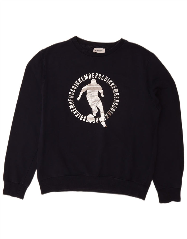 BIKKEMBERGS Sweat-Shirt Graphique Garçon 15-16 ans Bleu Marine Coton