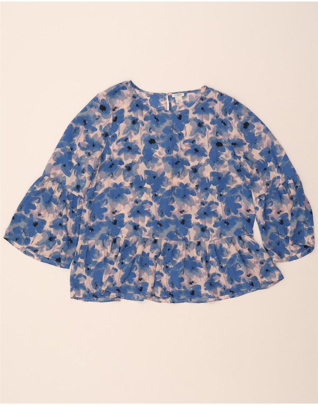 J. CREW Chemisier à manches 3/4 pour femme UK 14 Bleu moyen Floral Polyester
