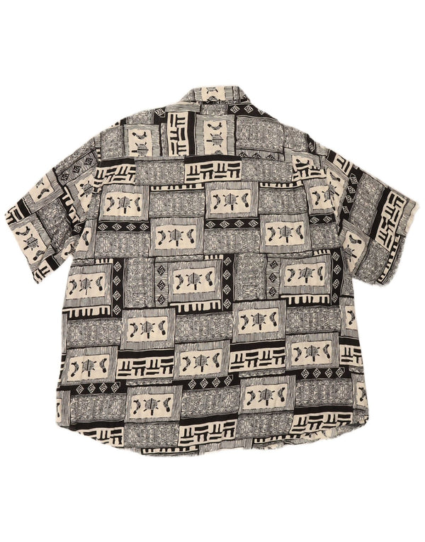 BOULEE Chemise Manches Courtes Homme Taille 45/46 2XL Noir Patchwork Viscose