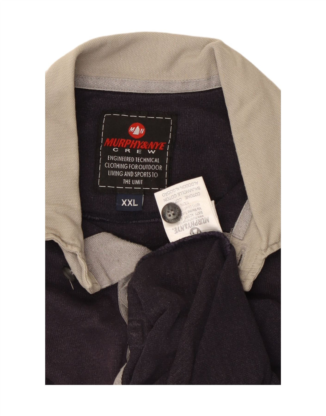 MURPHY & NYE Polo de rugby à manches longues pour homme 2XL en coton bleu marine