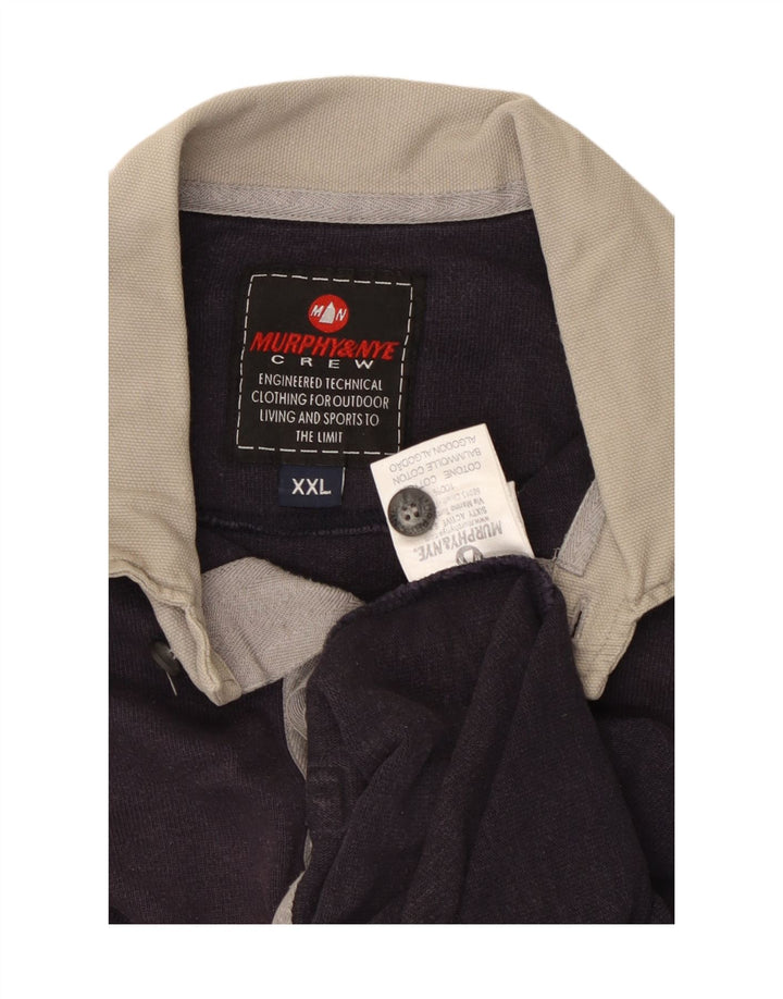 MURPHY & NYE Polo de rugby à manches longues pour homme 2XL en coton bleu marine