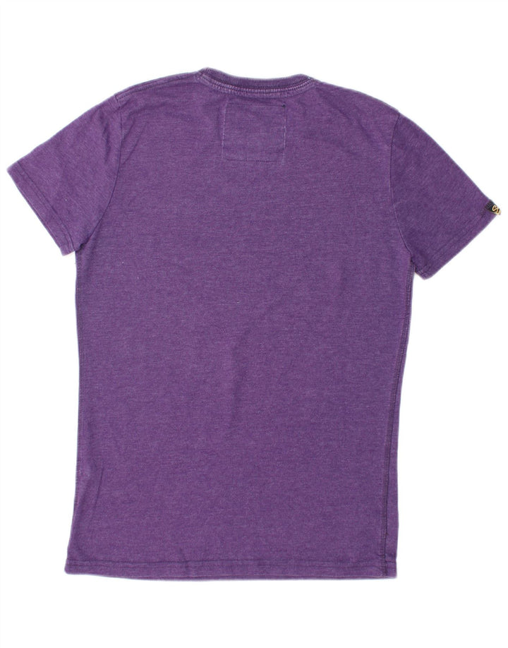 SUPERDRY T-Shirt Graphique Femme UK 12 Violet Moyen Coton